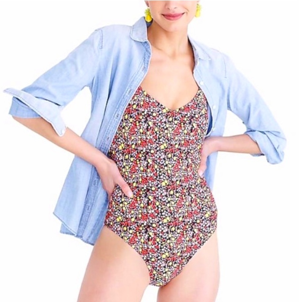 J. Crew Floral One Piece Swimsuit M